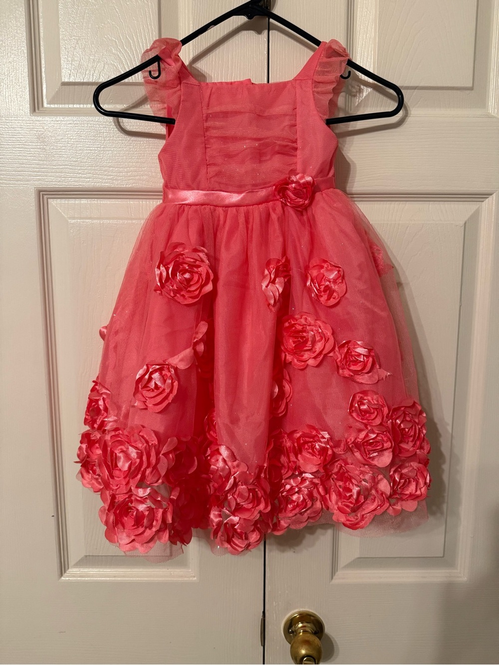 Nannette Coral Pink Floral Tulle Party Dress